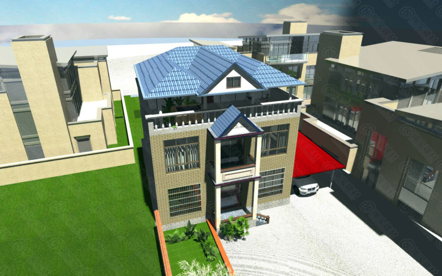 甘肅隴南別墅型樹脂瓦效果圖