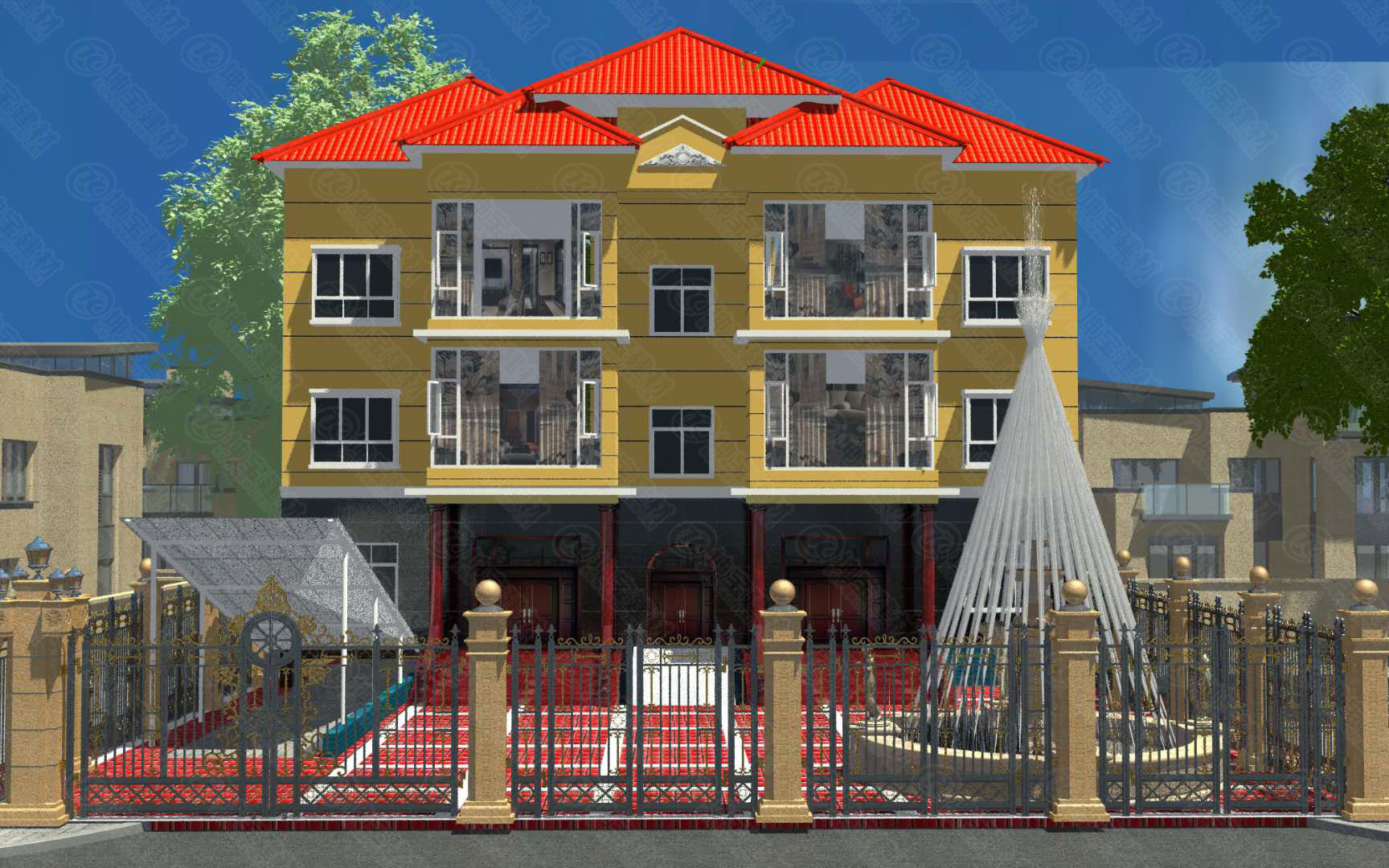 甘肅隴南別墅型樹脂瓦效果圖